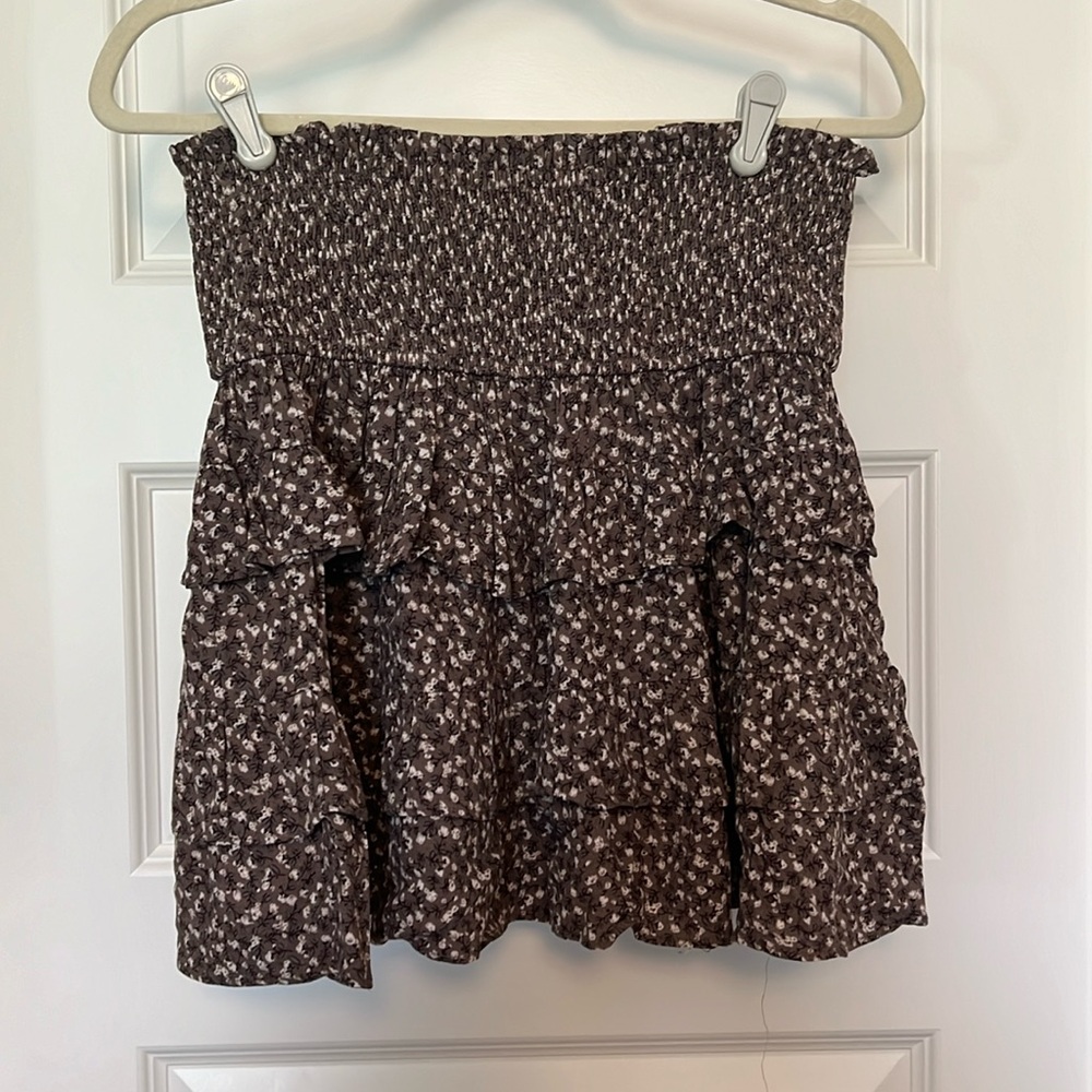Olivacious Floral Smocked Mini Skirt Size L